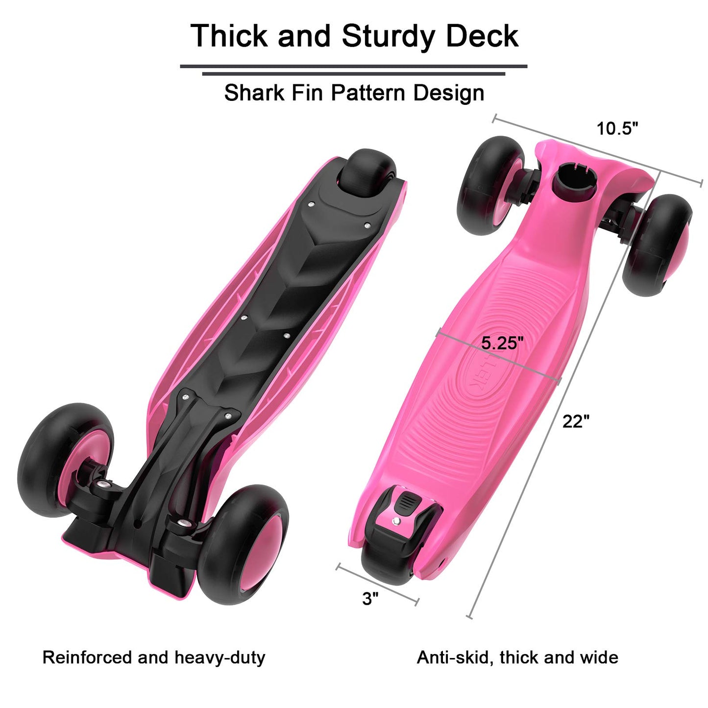 Allek Kick Scooter B03 for Kids (3-12 Years) — Style, Fun, and Safety on 3 Wheels with LED Lights, Adjustable Handlebar, and Reinforced Deck (Black)