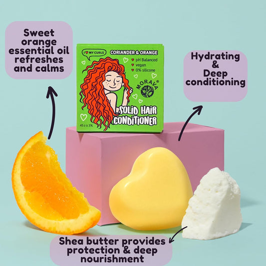 Morava Solid Conditioner Bar | Curly Hair Vegan, Silicone-Free, Marshmallow Root & Cocoa Butter