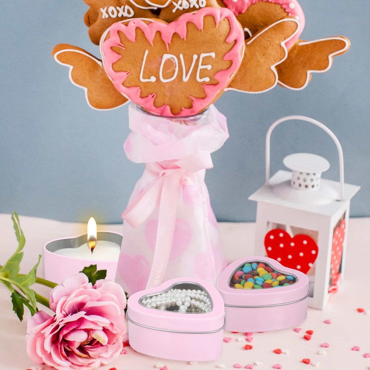 6 Pcs 6.5 oz Heart Shaped Metal Tins with Clear Window Lids, Valentine's Day Candle Tins Empty Heart Shaped Box, Metal Candle Tins for Candle Making, Candies, Gifts & Treasures(Red)