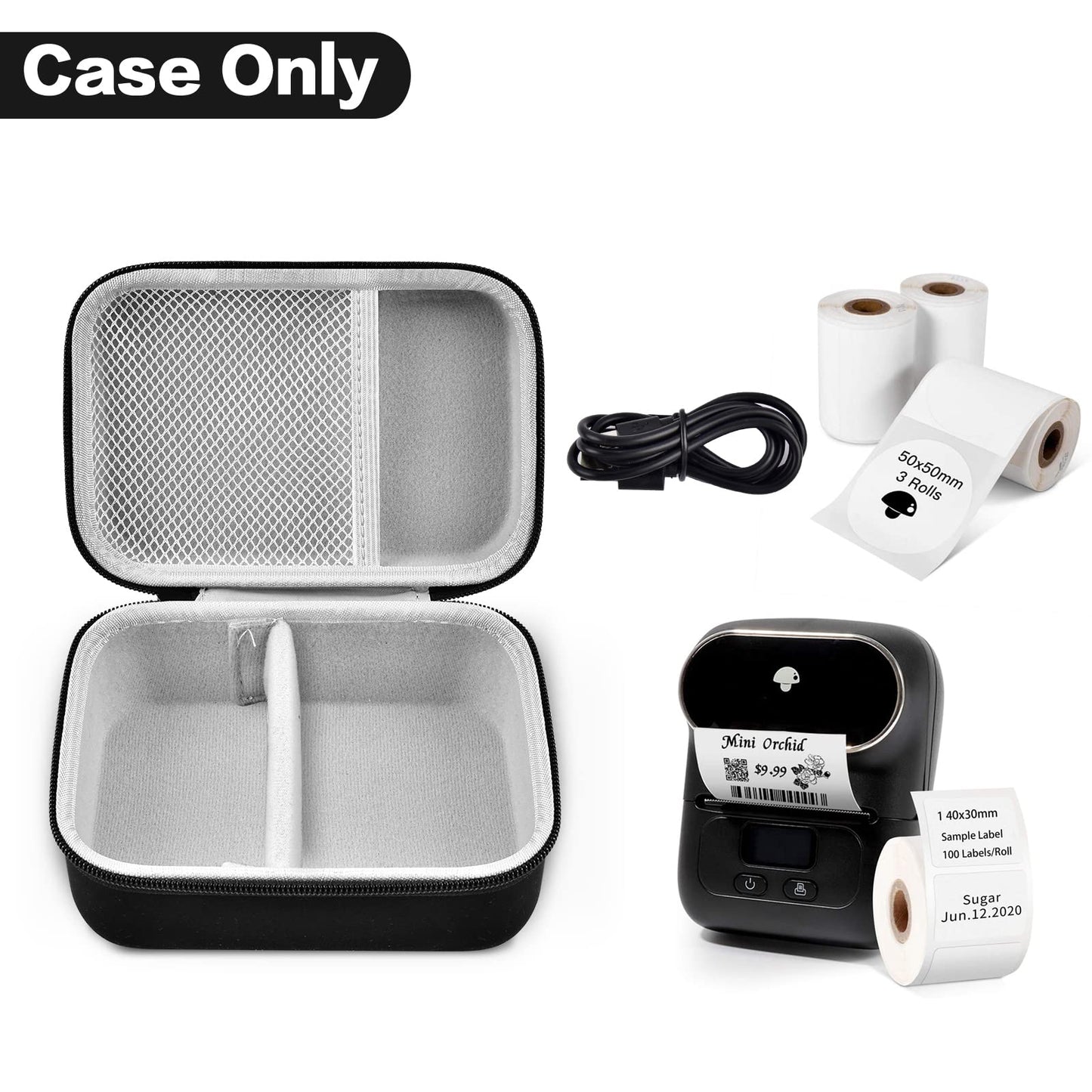 Case Compatible with Phomemo M110 Label Maker - Portable Mini Bluetooth Thermal Label Maker Carrying Storage Bag for Printer Labels, USB Cable and Accessories - Pink (Box Only)