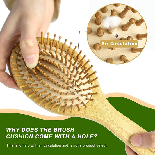 Natural Bamboo Hair Brush & Comb Set | MRD Paddle Brush + Wide-Tooth Comb + Tail Comb – Sustainable Hair Tools
