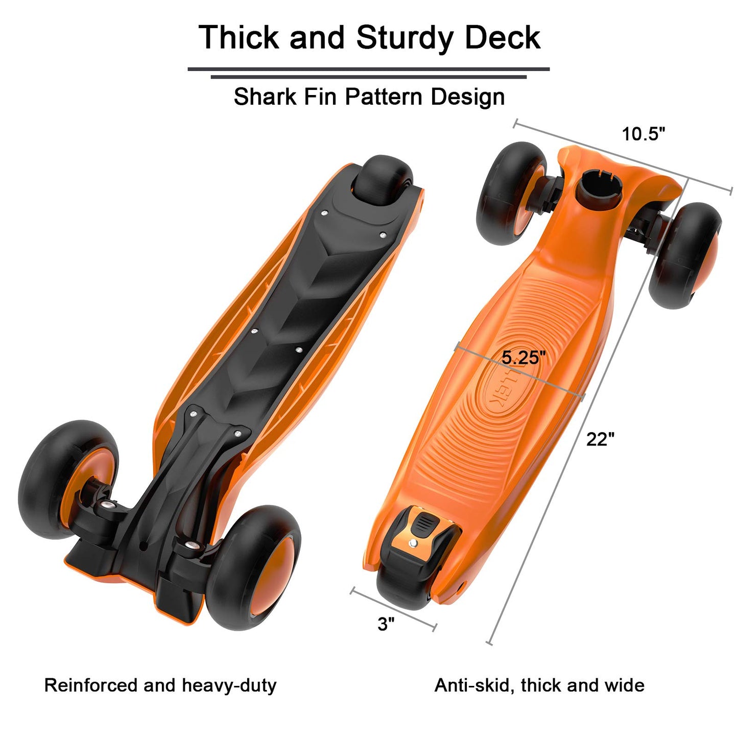 Allek Kick Scooter B03 for Kids (3-12 Years) — Style, Fun, and Safety on 3 Wheels with LED Lights, Adjustable Handlebar, and Reinforced Deck (Black)