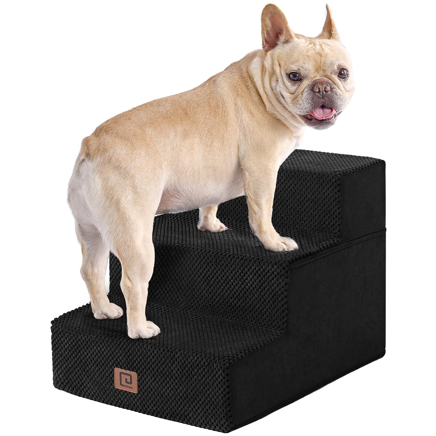 EHEYCIGA Dog Stairs for Bed 18”H, 4-Step Dog Steps for High Bed, Pet Steps for Small Dogs and Cats, Non-Slip Balanced Pet Ramp Indoor, Grey