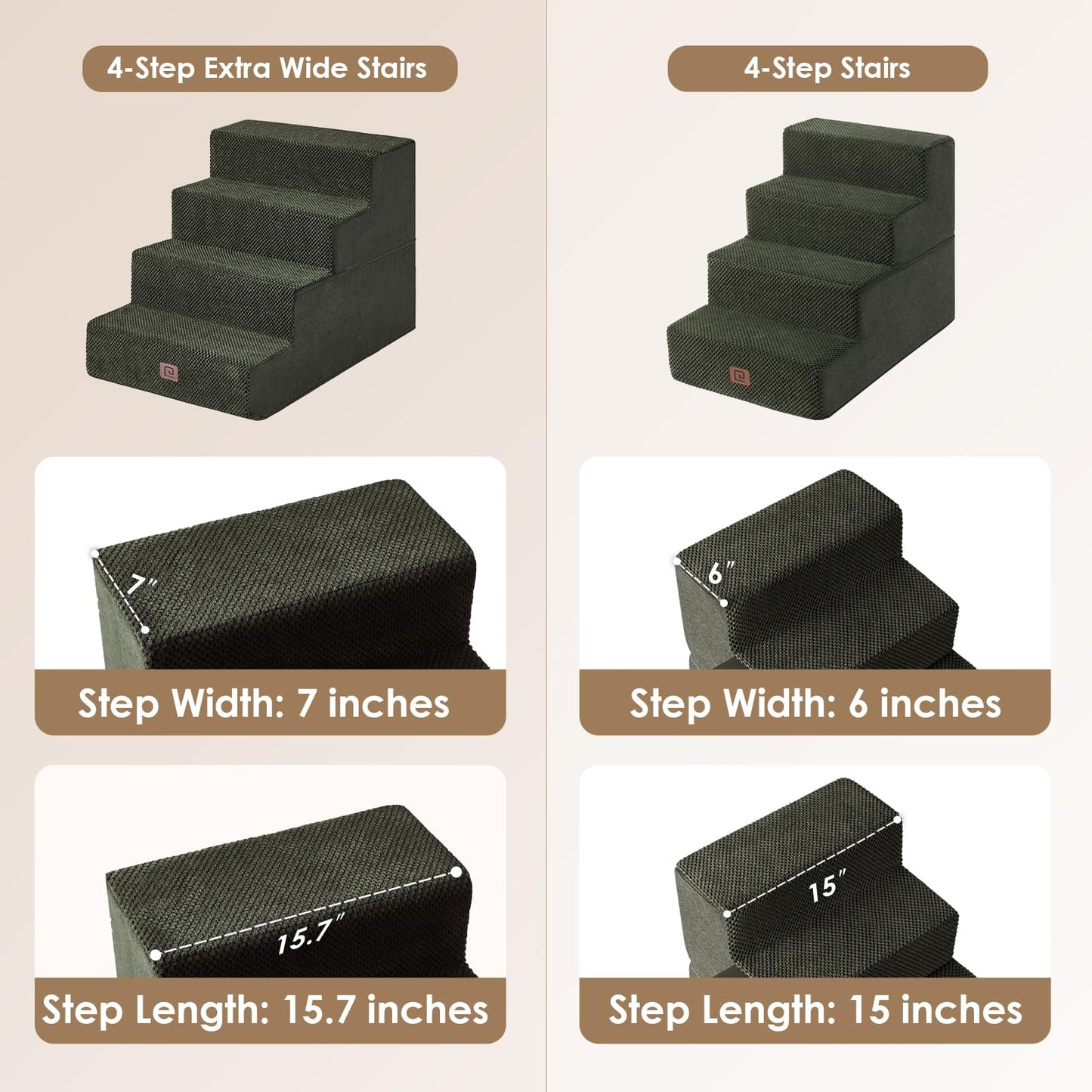 EHEYCIGA Dog Stairs for Bed 18”H, 4-Step Dog Steps for High Bed, Pet Steps for Small Dogs and Cats, Non-Slip Balanced Pet Ramp Indoor, Grey