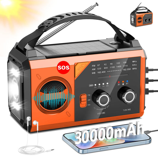 20000mAh Hand Crank Emergency Radio,AM/FM NOAA Weather Radio with 74000mWh Power Bank Cell Phone Charger,Solar Radio with LED Flashlight,USB Charged,Compass,SOS Alarm Camping & Survival(Grass Green)