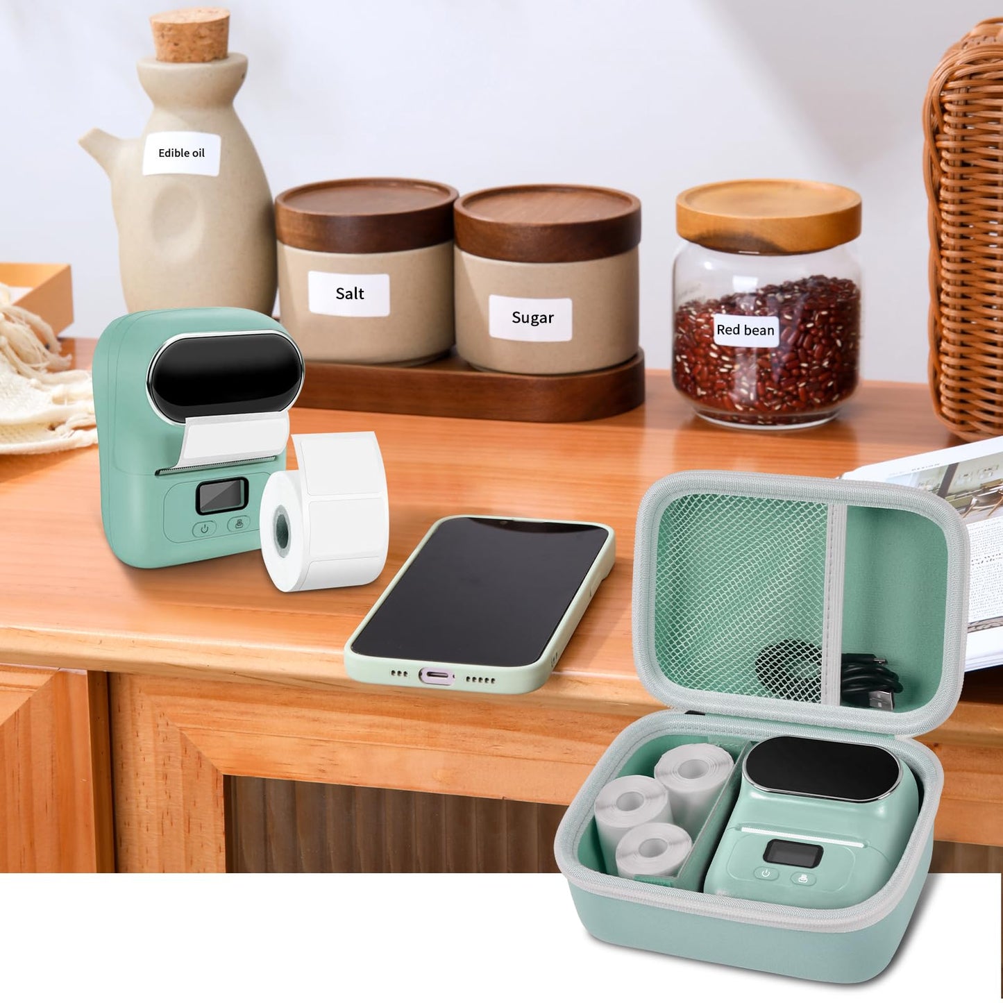 Case Compatible with Phomemo M110 Label Maker - Portable Mini Bluetooth Thermal Label Maker Carrying Storage Bag for Printer Labels, USB Cable and Accessories - Pink (Box Only)