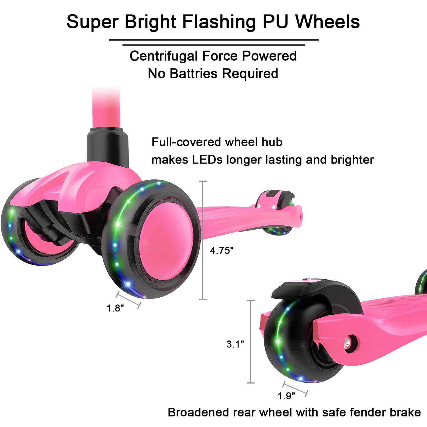 Allek Kick Scooter B03 for Kids (3-12 Years) — Style, Fun, and Safety on 3 Wheels with LED Lights, Adjustable Handlebar, and Reinforced Deck (Black)