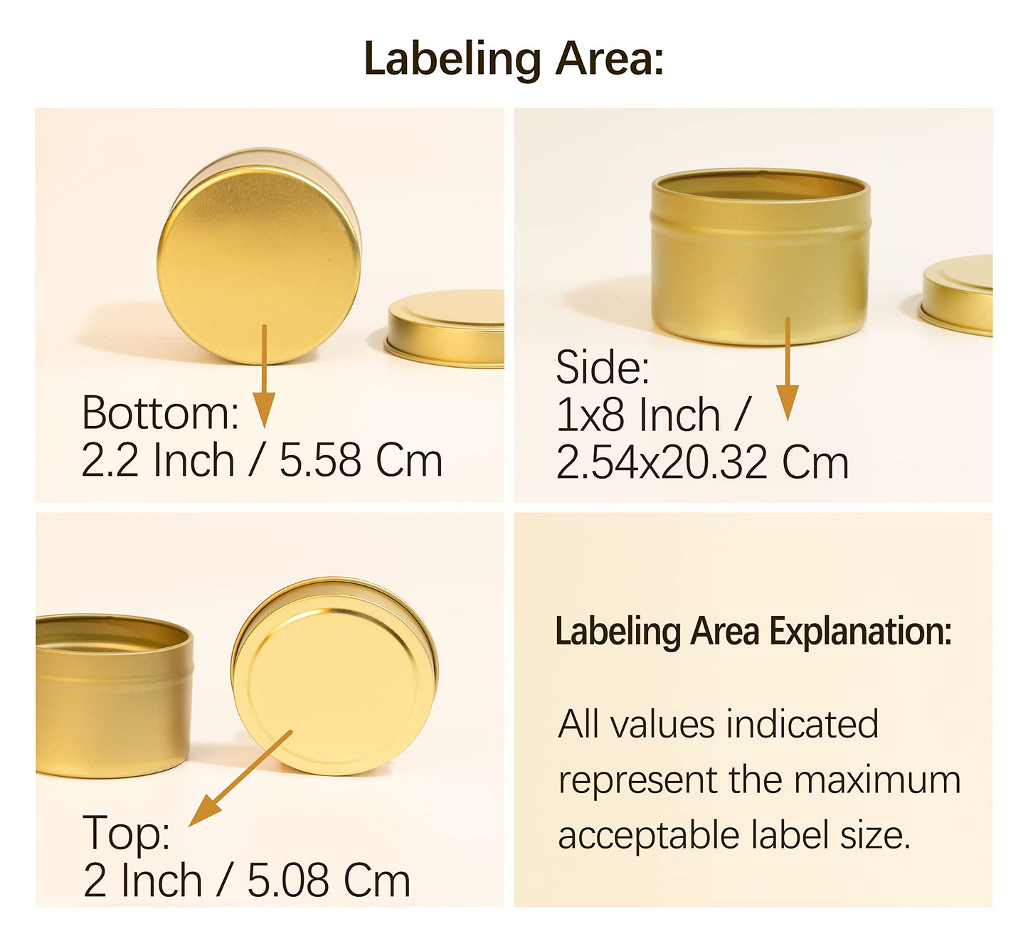 Aroparc Gold Candle Tins 4oz with Lids, 24 Piece Wholesale Candle Containers, Bulk Candle Jars for Candle Making - Gold