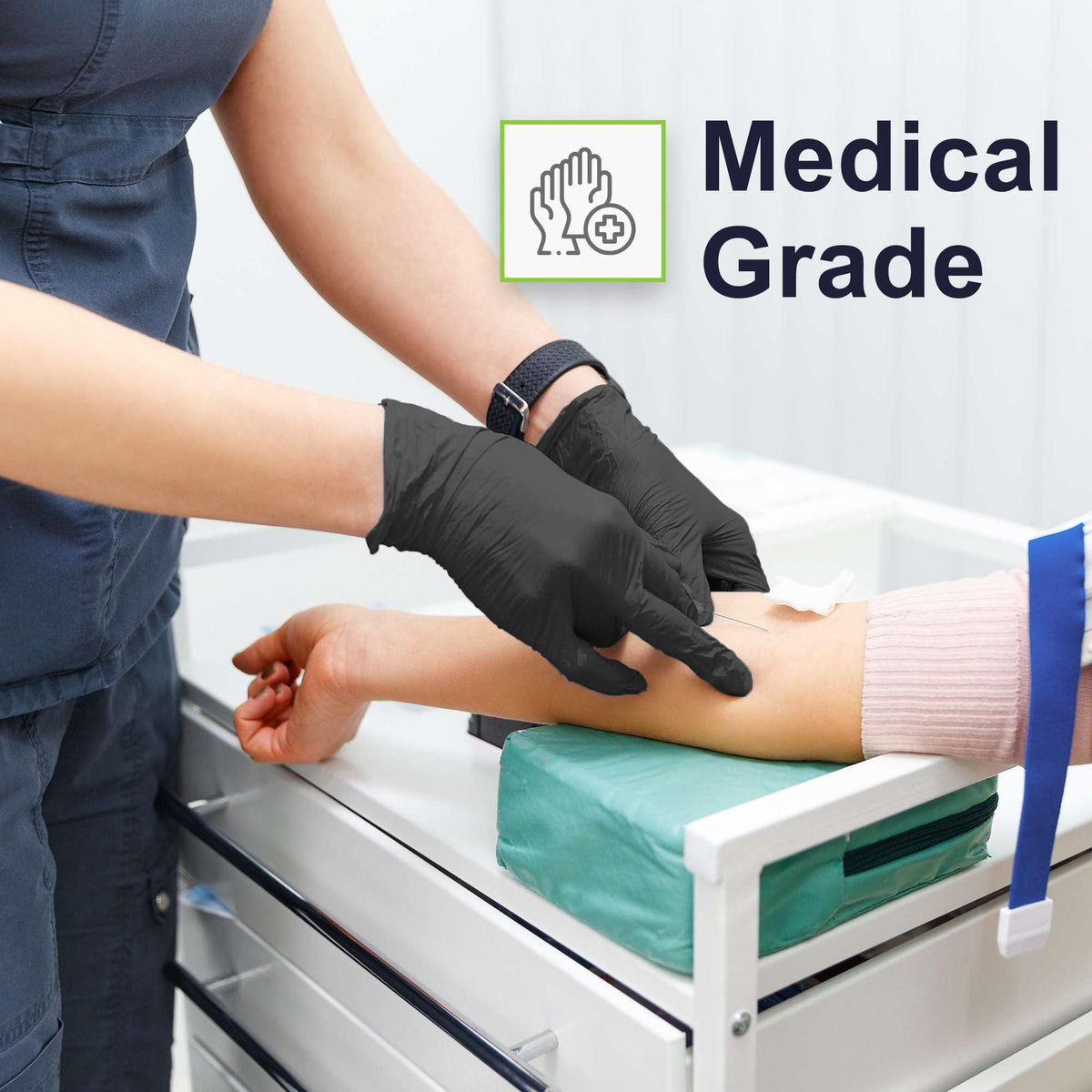 FifthPulse Biodegradable Nitrile Gloves – 150 Count, Black, Latex-Free, Powder-Free