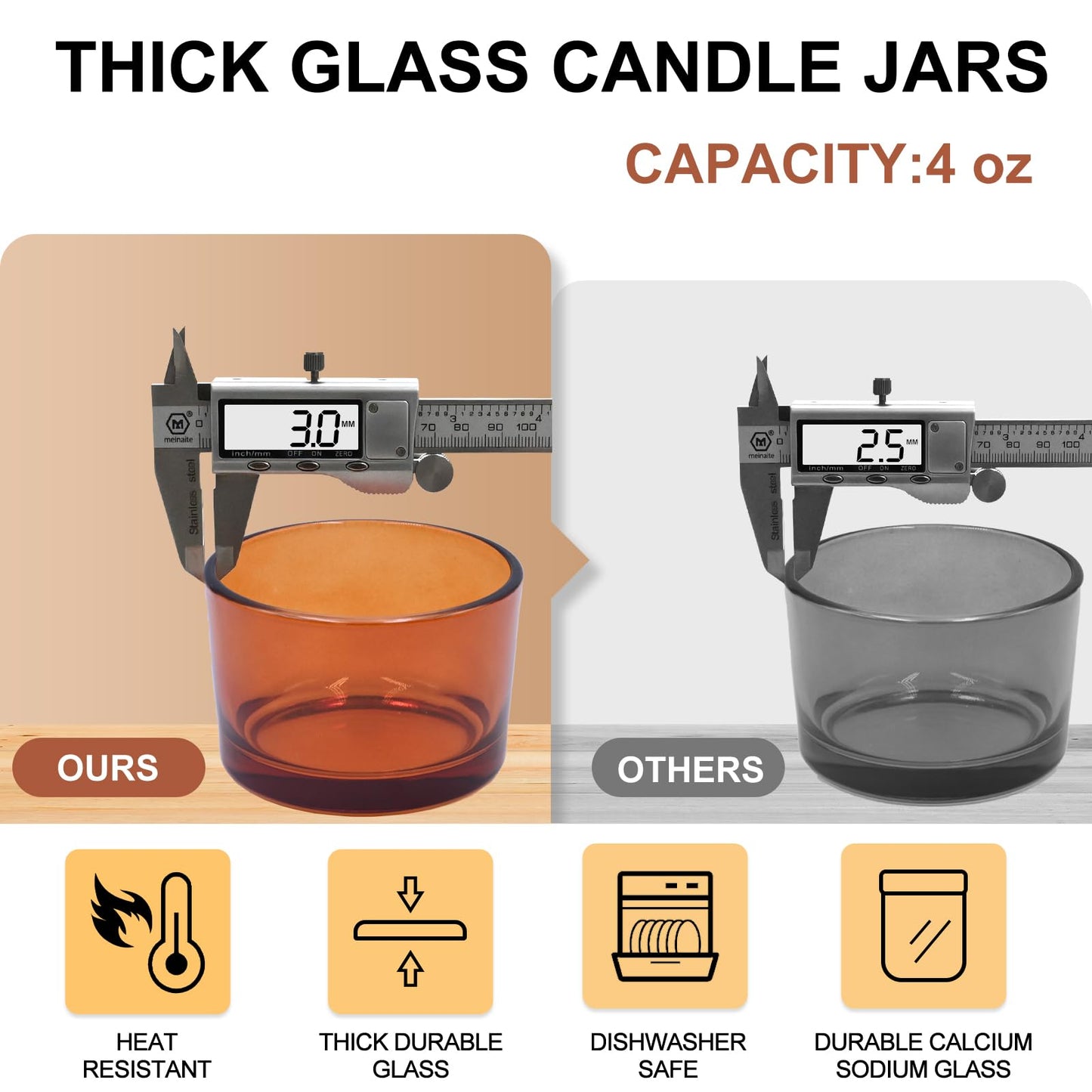 Thick Candle Jars for Making Candles 16 Pcs, 7 OZ Empty Jars with Wood Lids for Candle Making, Sample Container, Frosted White