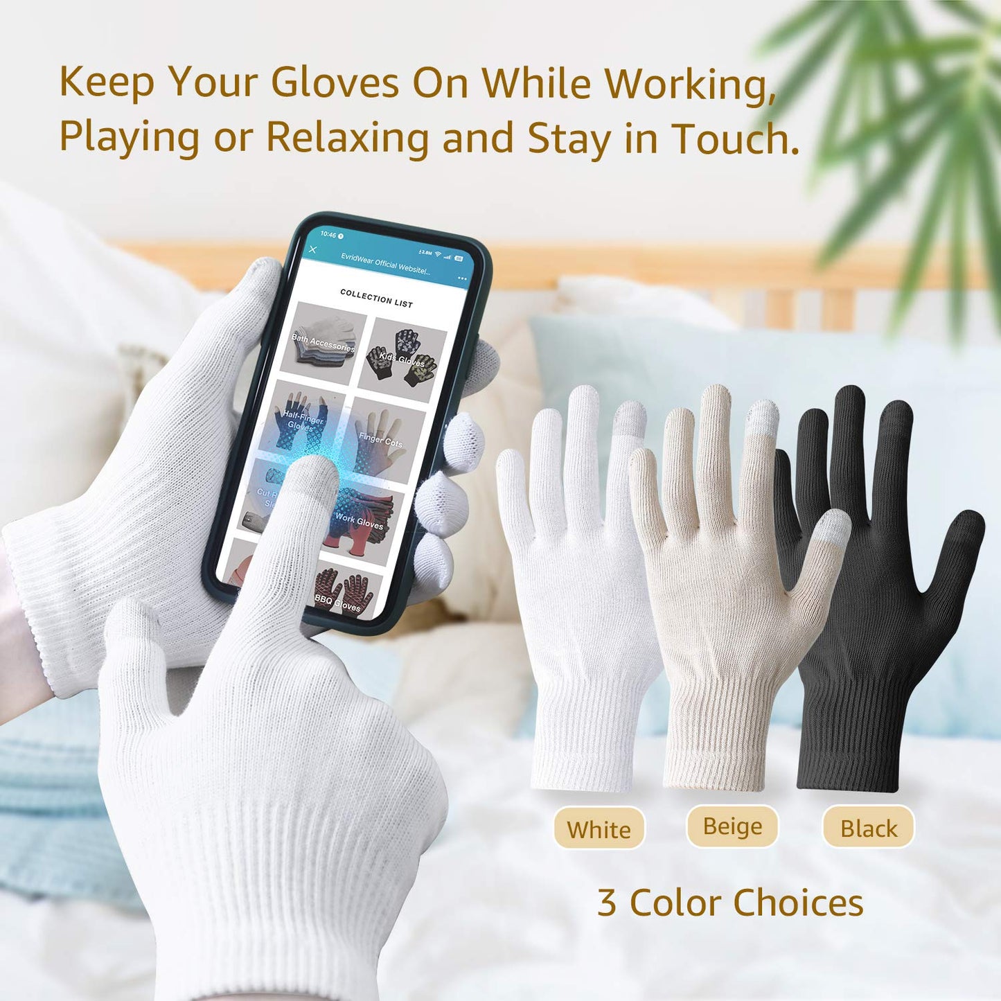 EvridWear Moisturizing Cotton Gloves | Unisex Touchscreen-Friendly Hand Care Gloves