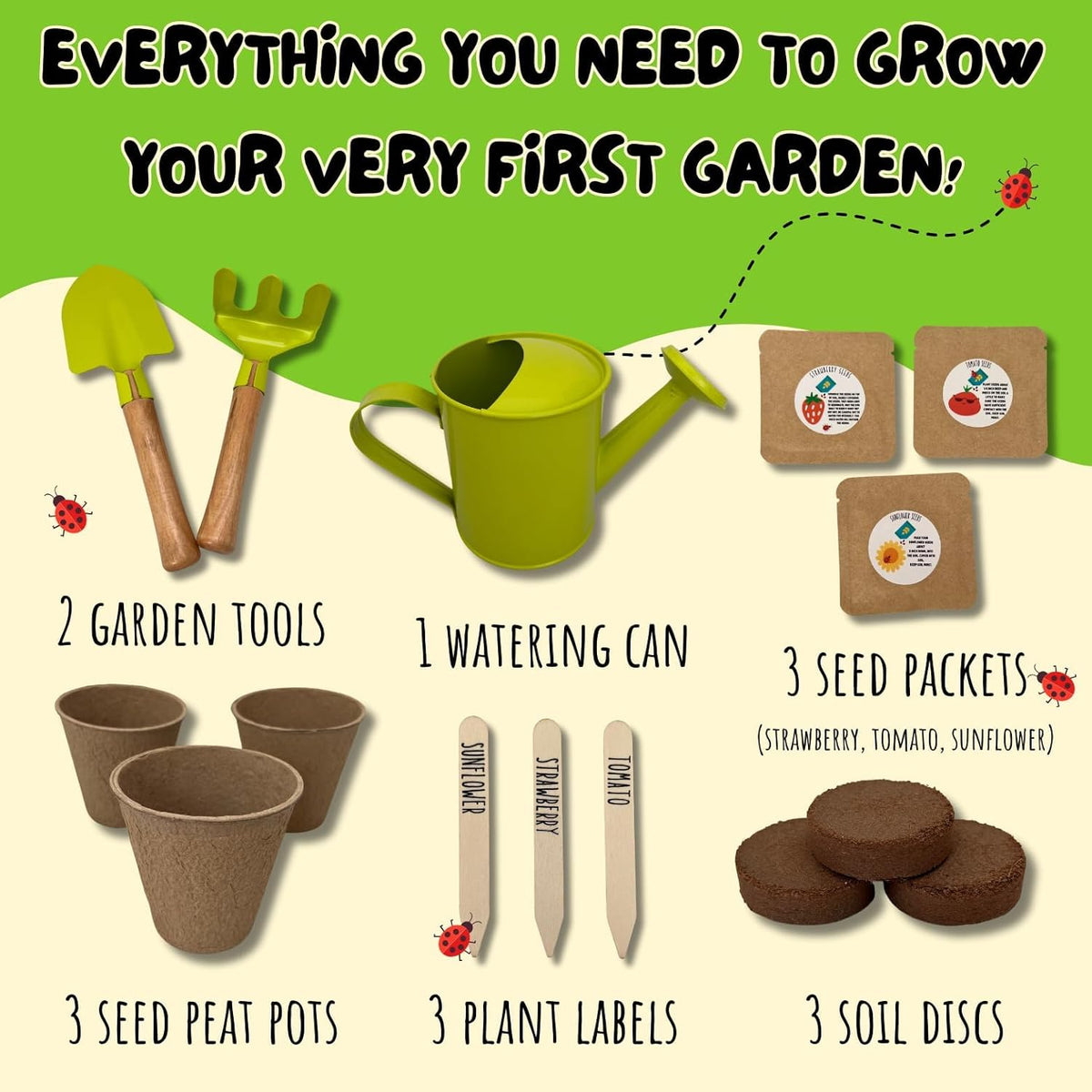 Kids Gardening Set 15-Piece | Tools & Seeds for Little Gardeners, Eco-Educational