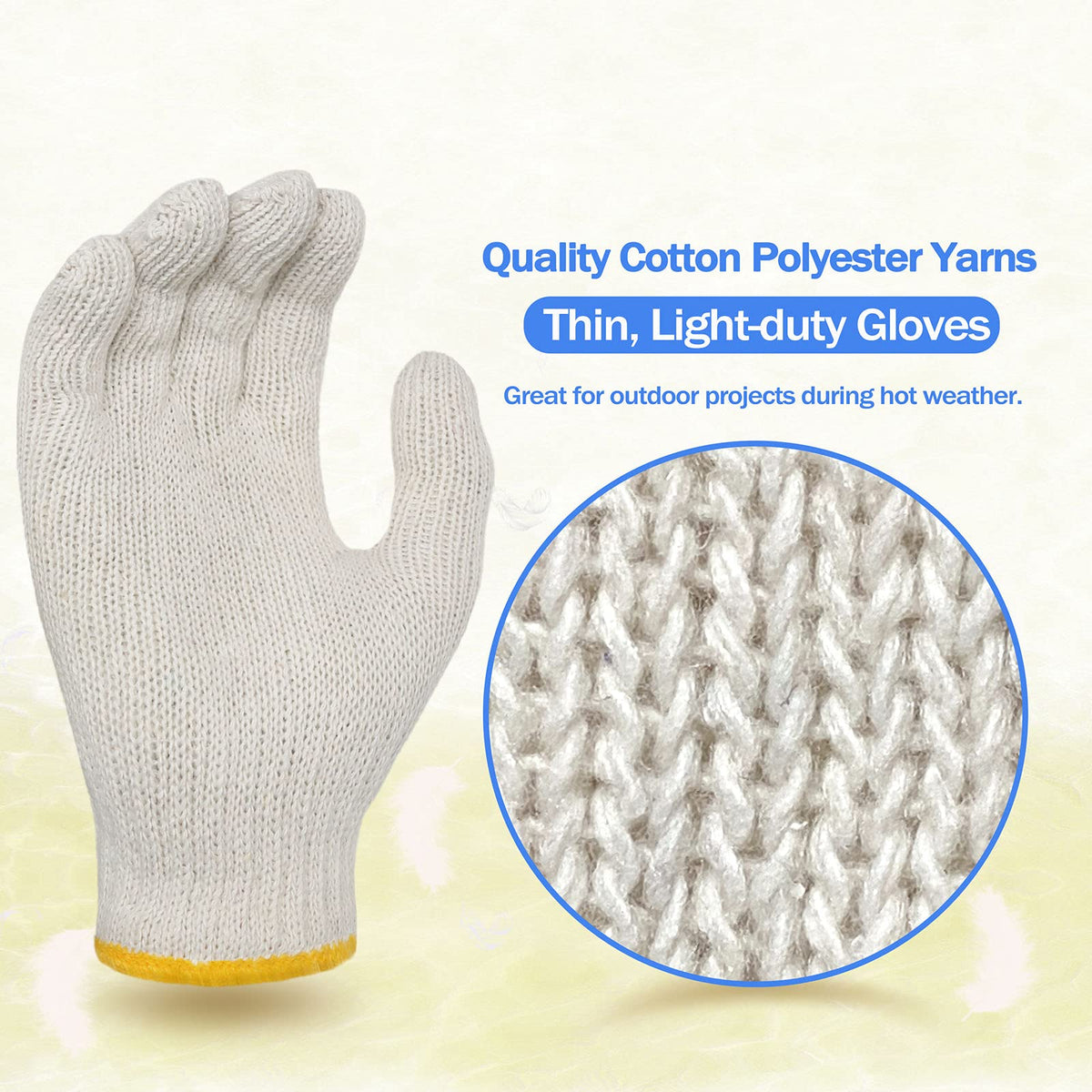 Evridwear Cotton Work Gloves Light-duty String Knit BBQ Glove Liner for Outdoor Cooking, Painting, Gardening 10/200 Pairs