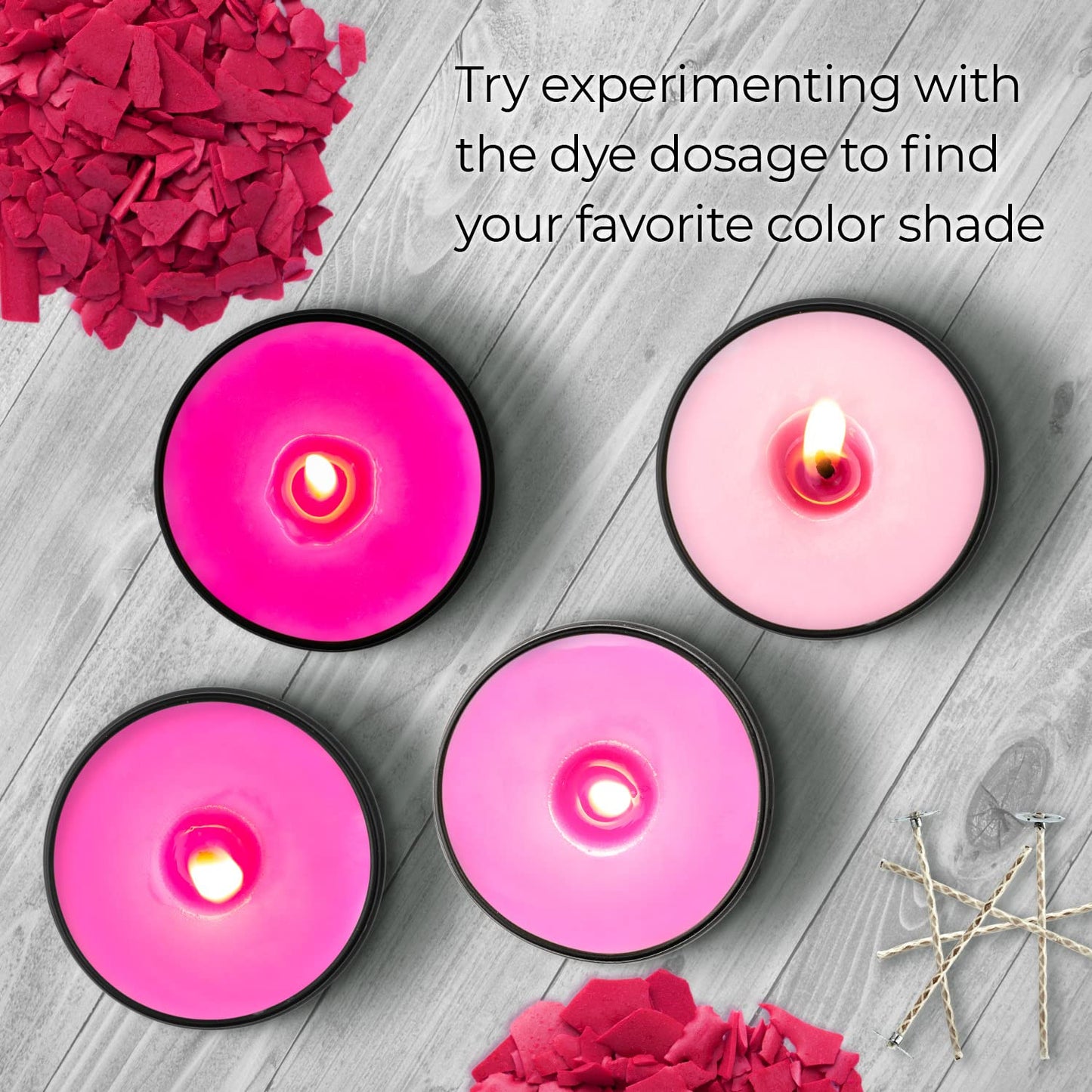 Candle Dyes for Soy Candle Making - Wax Сolor Dye Color Chips for Soy Wax - 16 Popular Colors Wax Dye Flakes