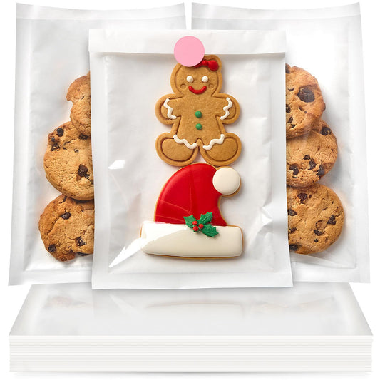 Eco-Friendly Bakery Bags with Window | 100 Kraft Heat-Sealable Bags 5.1″×7.5″