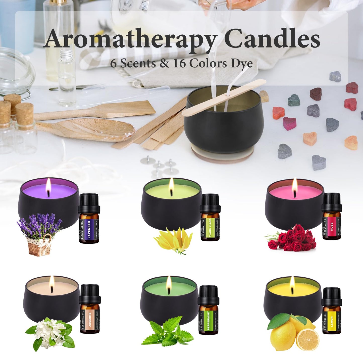 SAEUYVB Candle Making Kit for Adults - Full Set Candle Making Supplies - Soy Candle Kit - DIY Starter Scented Soy Candle Making Kit - Perfect Decoration for Family Life