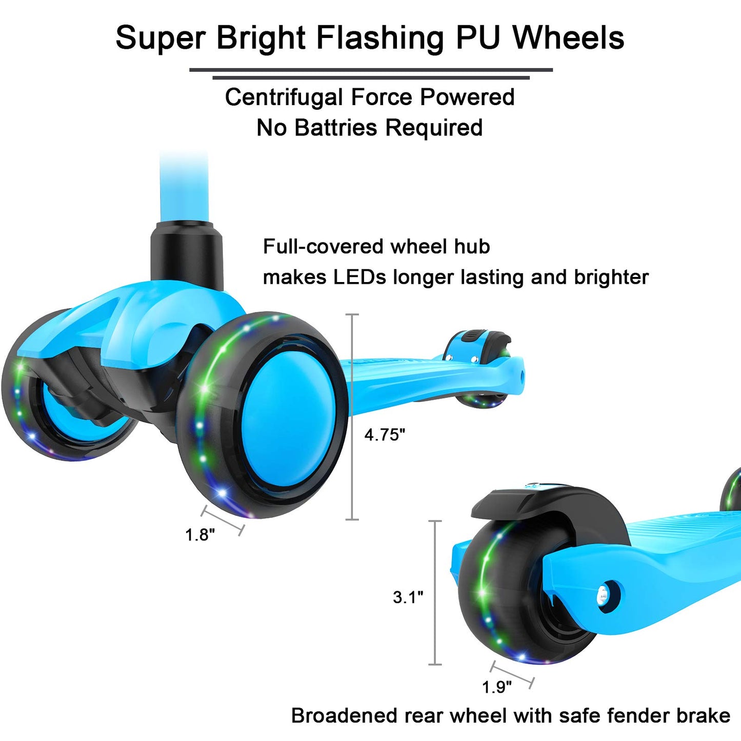Allek Kick Scooter B03 for Kids (3-12 Years) — Style, Fun, and Safety on 3 Wheels with LED Lights, Adjustable Handlebar, and Reinforced Deck (Black)