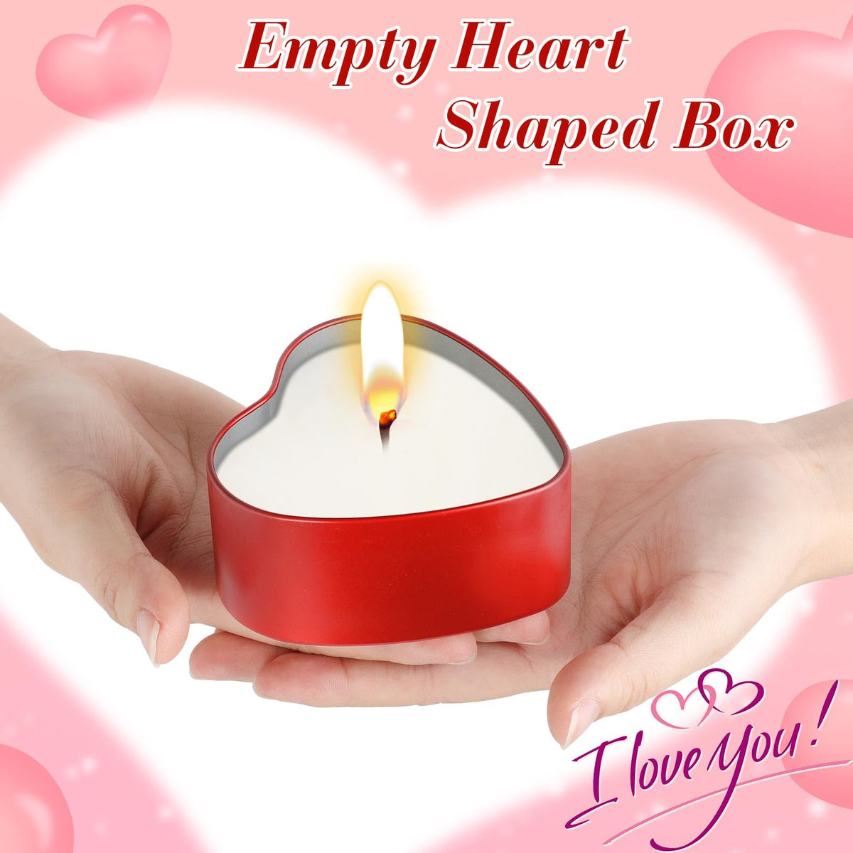 Vesici 24 Pcs 6.5 oz Heart Shaped Metal Candle Tins with Lids Valentine's Day Red Heart Empty Candle Jars Candle Containers Cans Heart Box for Making Candles Valentines Day Party Gift Supplies