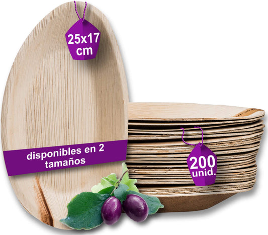 Waipur Palm Leaf Oval Plates | Pack of 25 Eco-Friendly 25cm