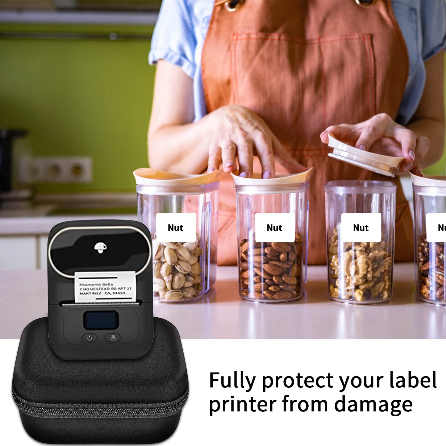 Case Compatible with Phomemo M110 Label Maker - Portable Mini Bluetooth Thermal Label Maker Carrying Storage Bag for Printer Labels, USB Cable and Accessories - Pink (Box Only)