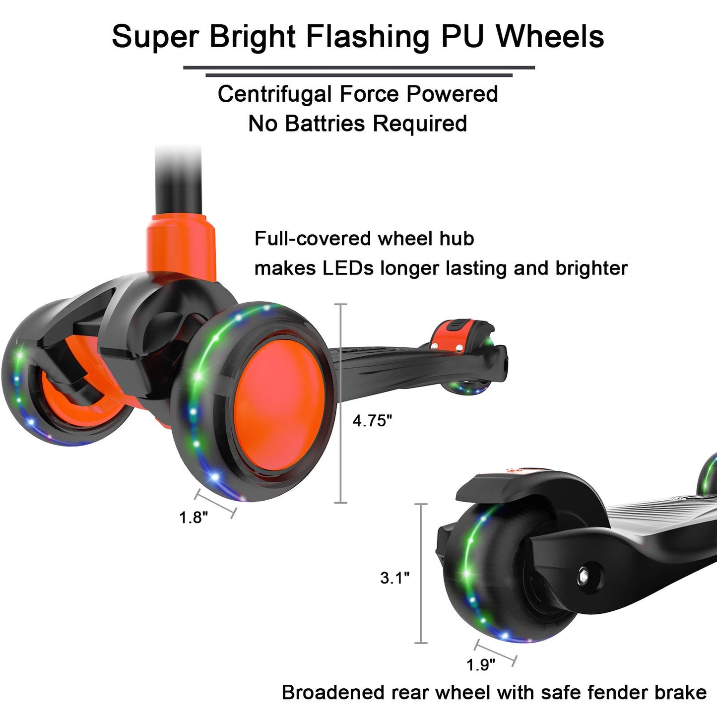 Allek Kick Scooter B03 for Kids (3-12 Years) — Style, Fun, and Safety on 3 Wheels with LED Lights, Adjustable Handlebar, and Reinforced Deck (Black)