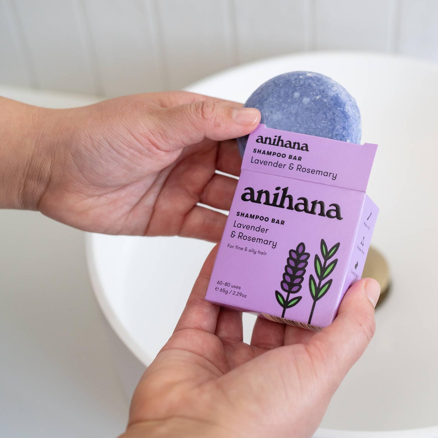 ANIHANA Shampoo Bar for Regular Normal Hair Clean Purifying Natural Healthy Look and Shine Paraben Free Manuka Honey and Almond 2.29 oz