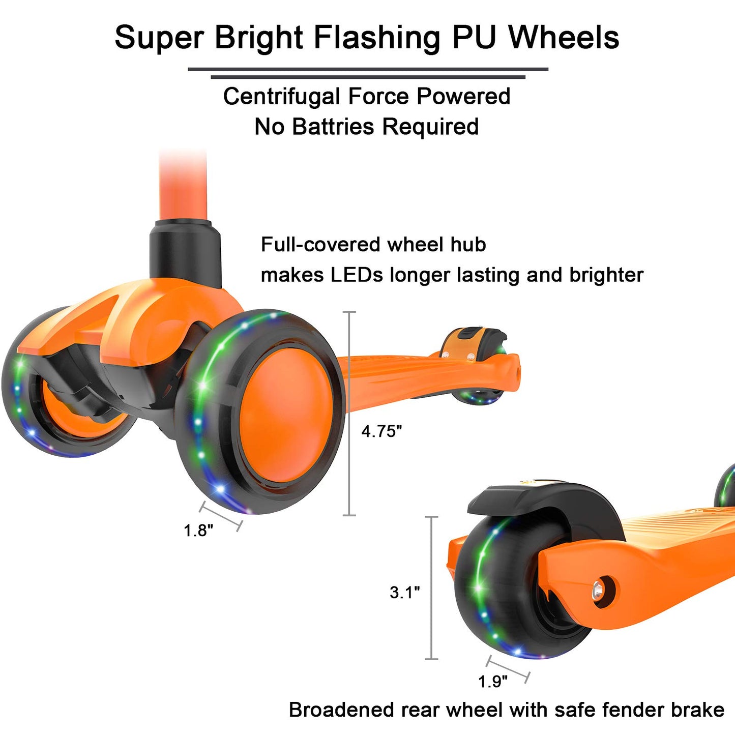 Allek Kick Scooter B03 for Kids (3-12 Years) — Style, Fun, and Safety on 3 Wheels with LED Lights, Adjustable Handlebar, and Reinforced Deck (Black)