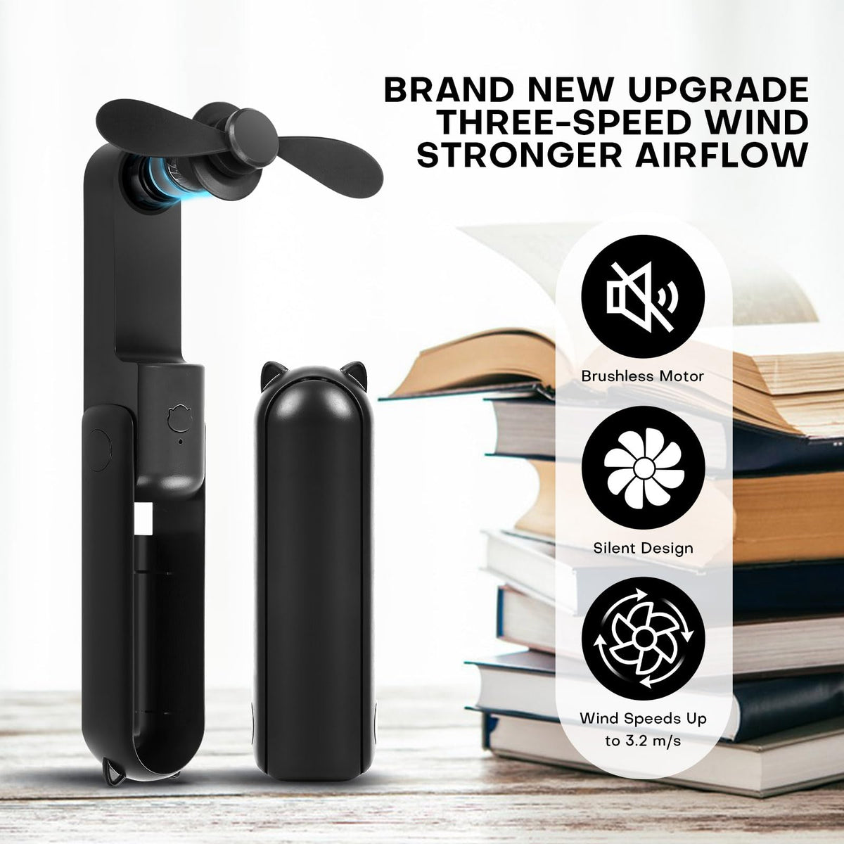 OHLGT Mini Ventilador Portátil: Silencioso, Recargable y Power Bank (9-15h)