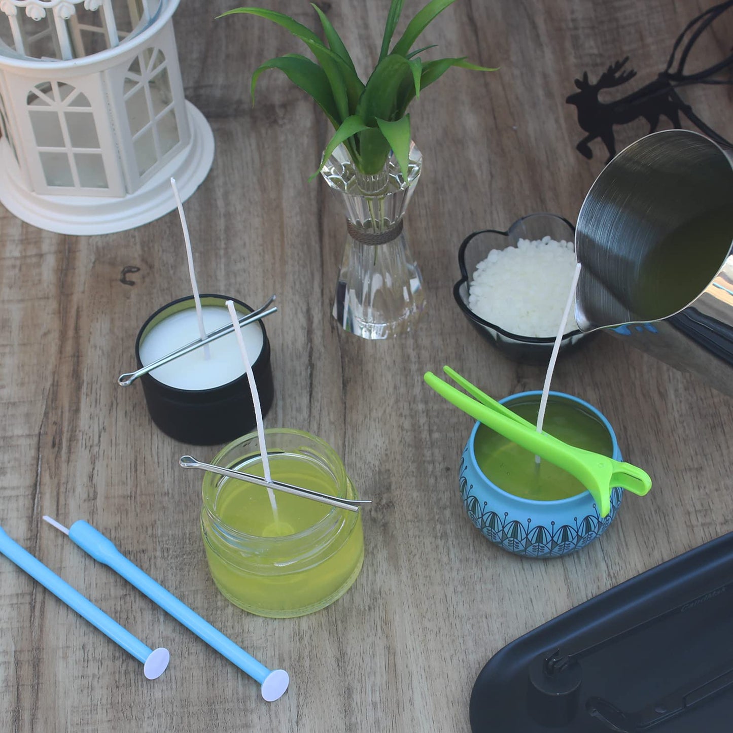 CandMak Candle Wick Kit, 60 Cotton Candle Wicks with Candle Making Tools for Candle Making (Thick 4"+6"+8")