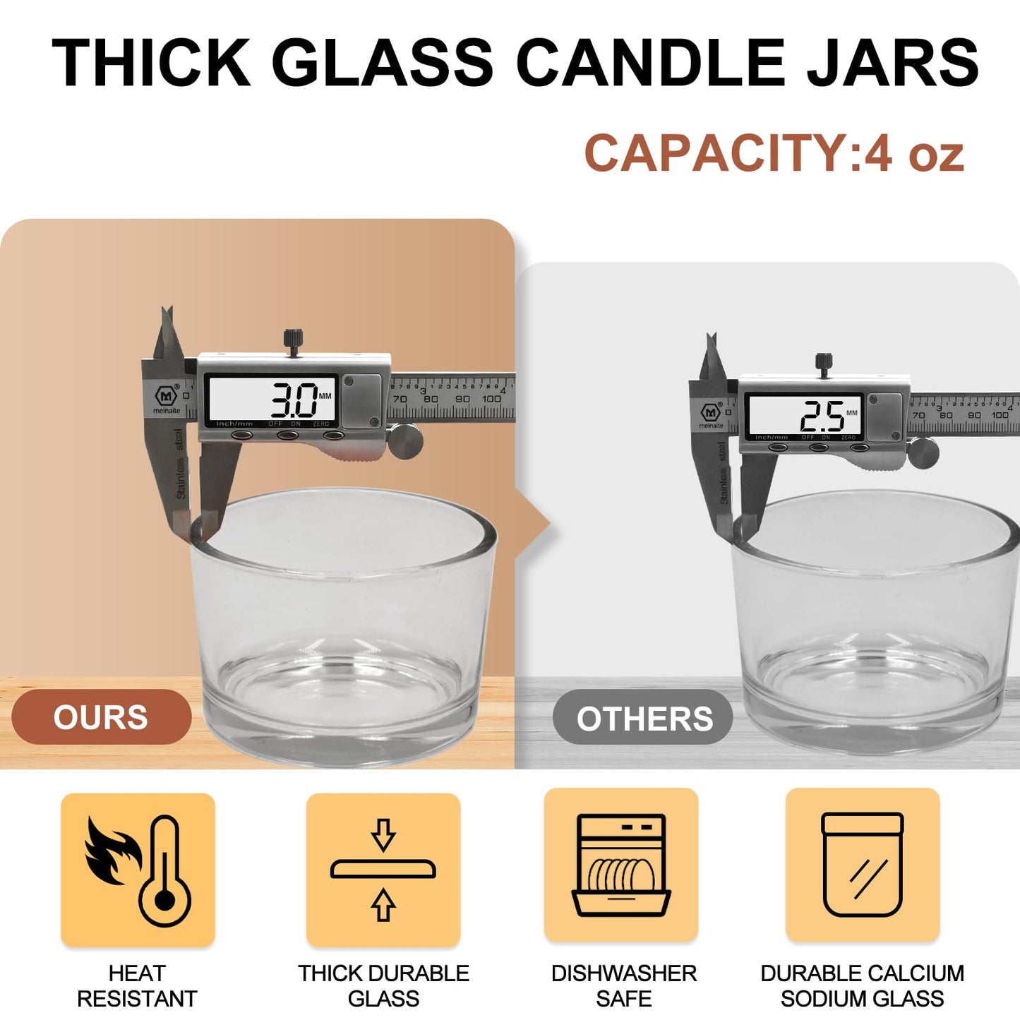 Thick Candle Jars for Making Candles 16 Pcs, 7 OZ Empty Jars with Wood Lids for Candle Making, Sample Container, Frosted White