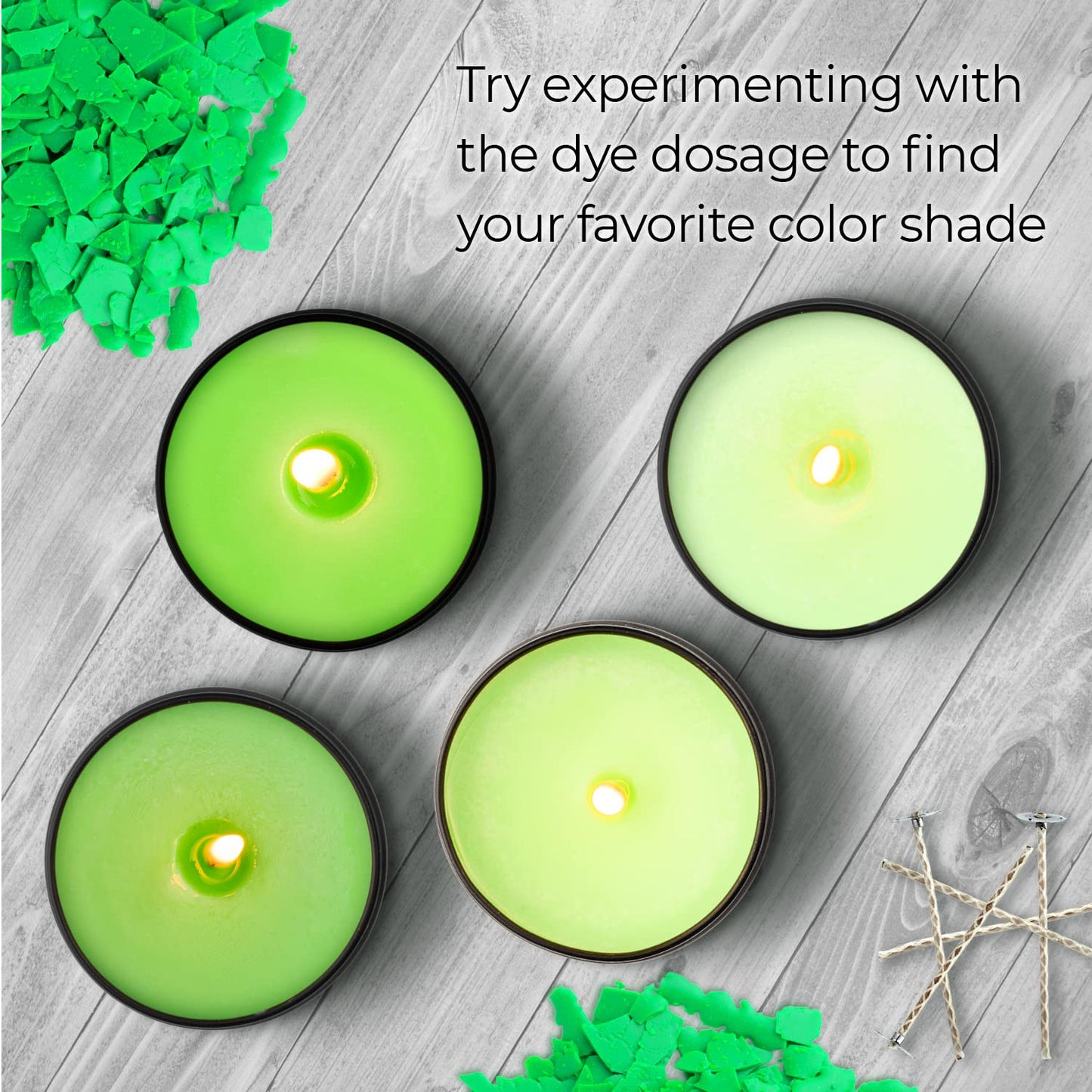 Candle Dyes for Soy Candle Making - Wax Сolor Dye Color Chips for Soy Wax - 16 Popular Colors Wax Dye Flakes