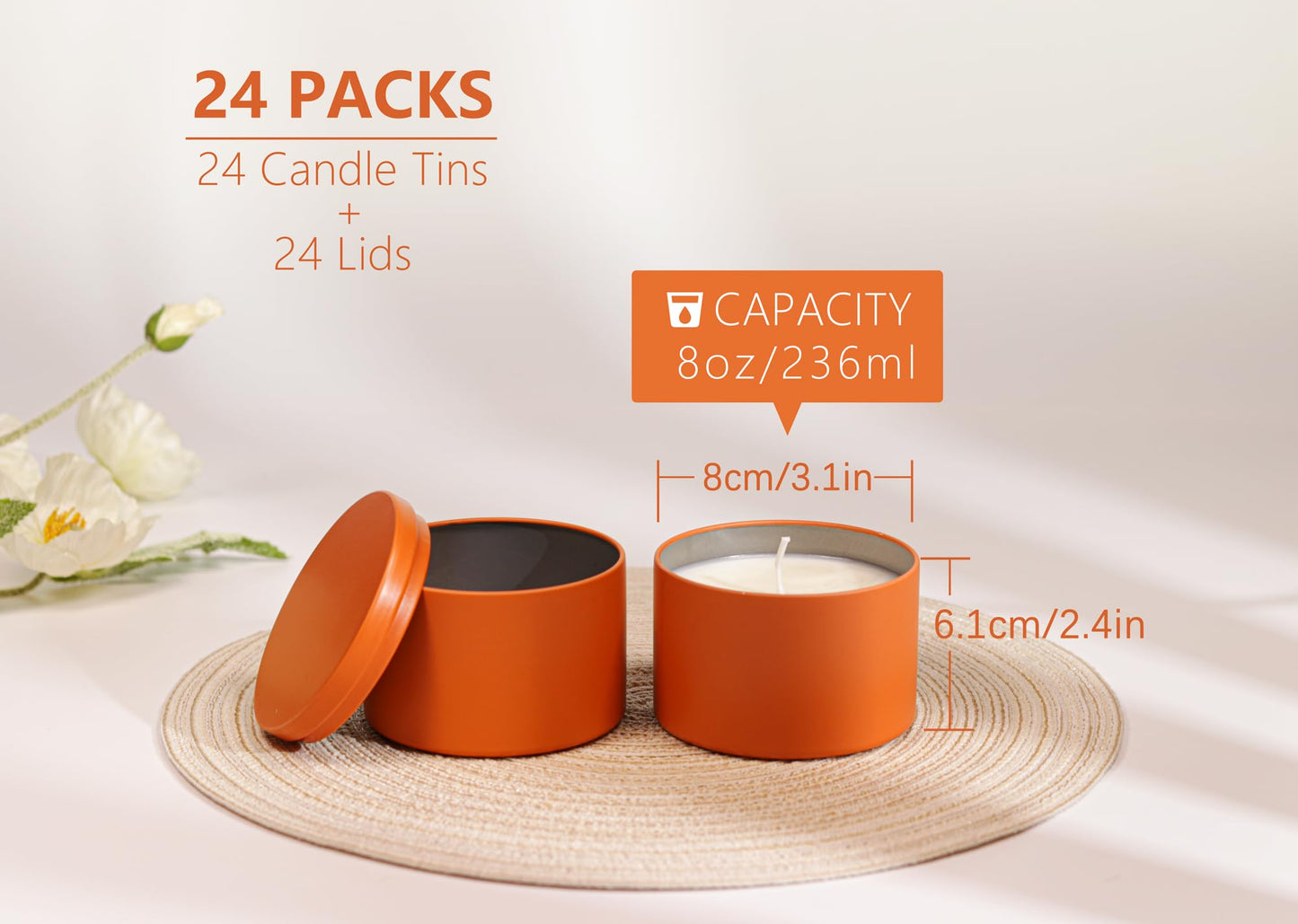 Candle Tins with Lids, 3 Wicks Candle Jars 14oz/420ml Candle Containers 12 Pack Seamless Bulk Candle Containers for Candle Making Supplies Wholesale Empty Candle Jars - Mint