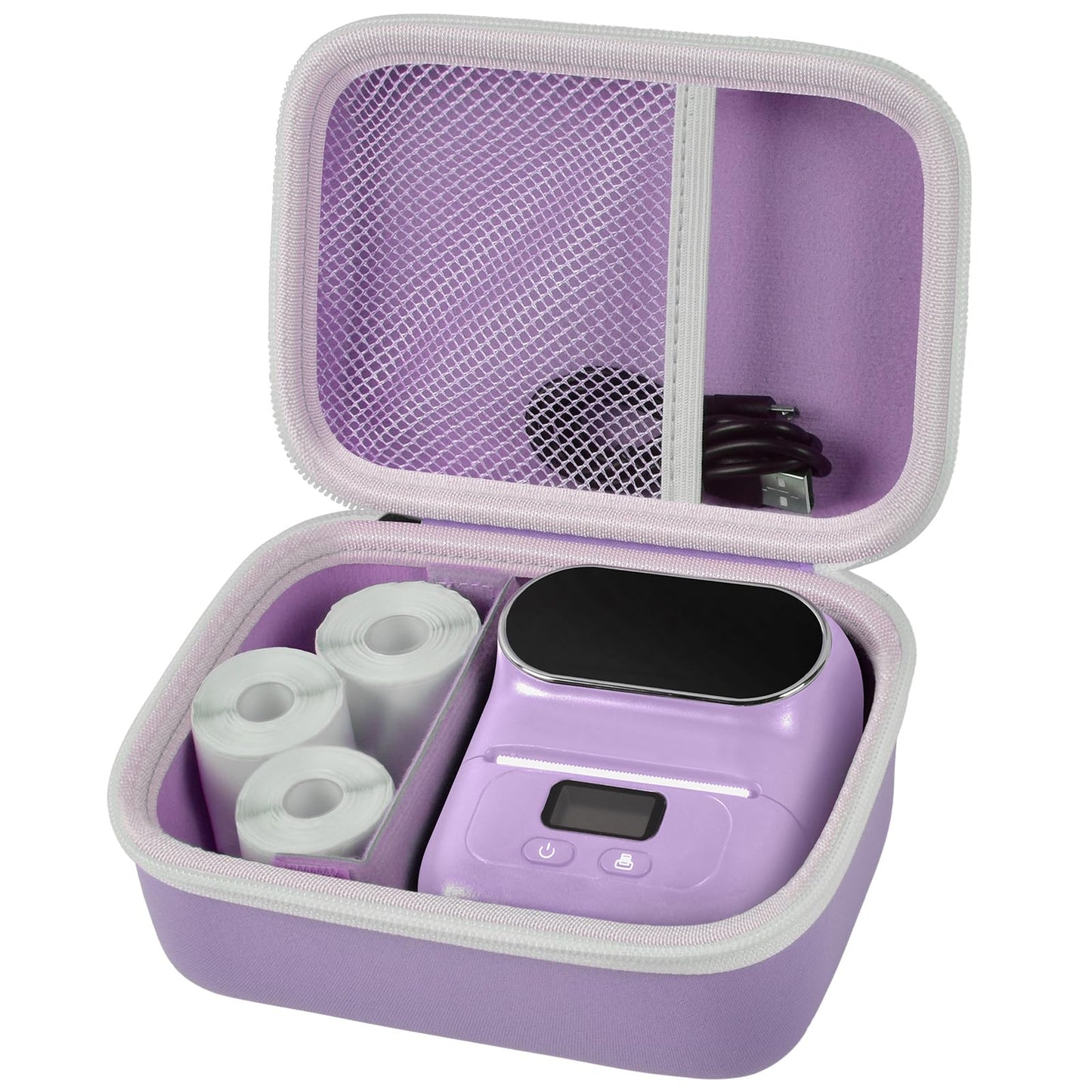 Case Compatible with Phomemo M110 Label Maker - Portable Mini Bluetooth Thermal Label Maker Carrying Storage Bag for Printer Labels, USB Cable and Accessories - Pink (Box Only)