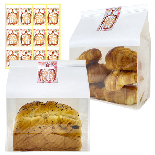 Eco Bakery Bags with Window | 25 pcs Kraft Paper 11″×8.7″×4.3″