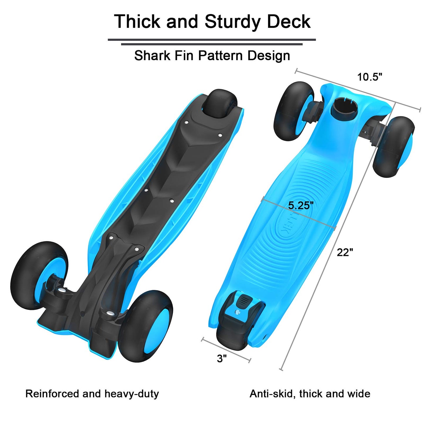 Allek Kick Scooter B03 for Kids (3-12 Years) — Style, Fun, and Safety on 3 Wheels with LED Lights, Adjustable Handlebar, and Reinforced Deck (Black)