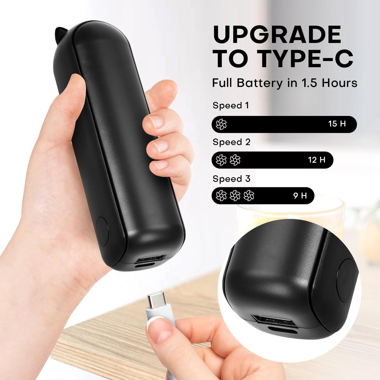 OHLGT Mini Ventilador Portátil: Silencioso, Recargable y Power Bank (9-15h)
