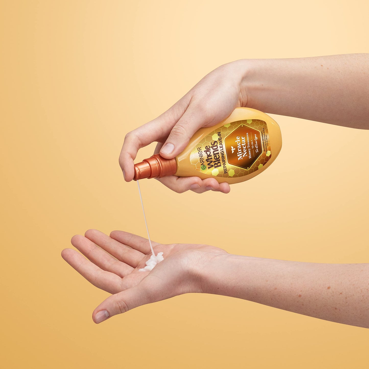 Garnier Whole Blends Sulfate Free Remedy Miracle Nectar 10-in-1 Repairing Leave-In Conditoner for All Hair Types, Honey Treasures, 5 Fl Oz, 2 Count (Packaging May Vary)