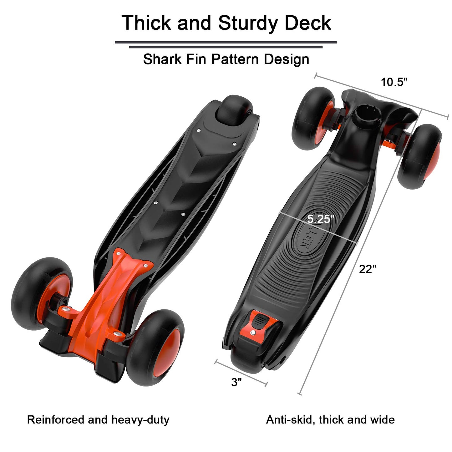 Allek Kick Scooter B03 for Kids (3-12 Years) — Style, Fun, and Safety on 3 Wheels with LED Lights, Adjustable Handlebar, and Reinforced Deck (Black)