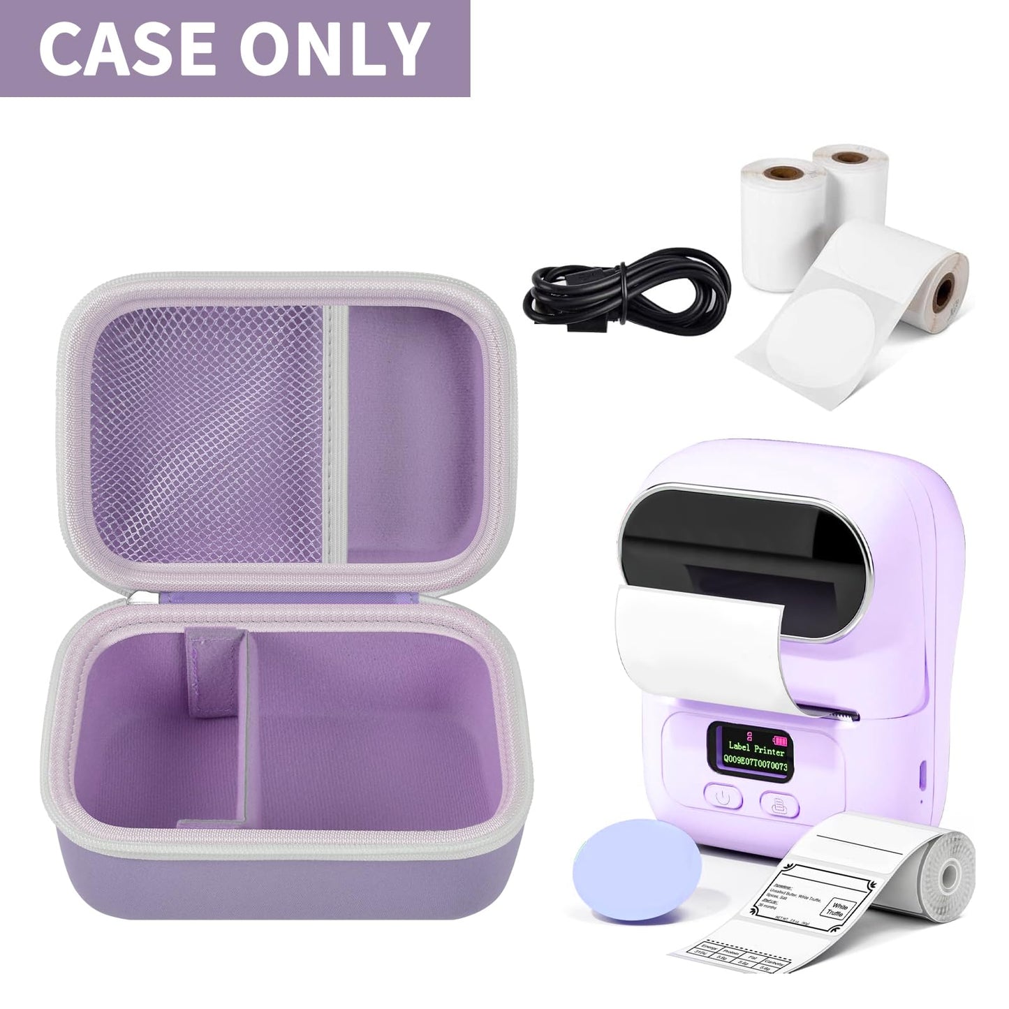 Case Compatible with Phomemo M110 Label Maker - Portable Mini Bluetooth Thermal Label Maker Carrying Storage Bag for Printer Labels, USB Cable and Accessories - Pink (Box Only)