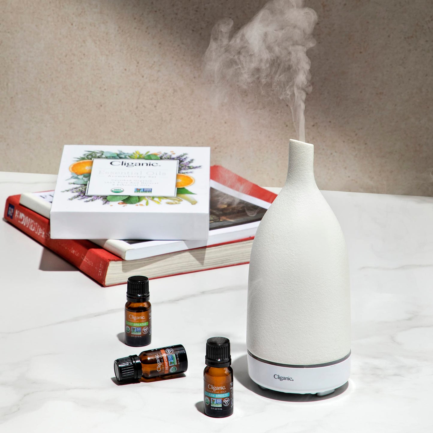 Cliganic Organic Essential Oils Set (Top 5) - 100% Pure Natural - Aromatherapy, Candle Making - Peppermint, Lavender, Eucalyptus, Lemongrass & Orange (Packaging May Vary)
