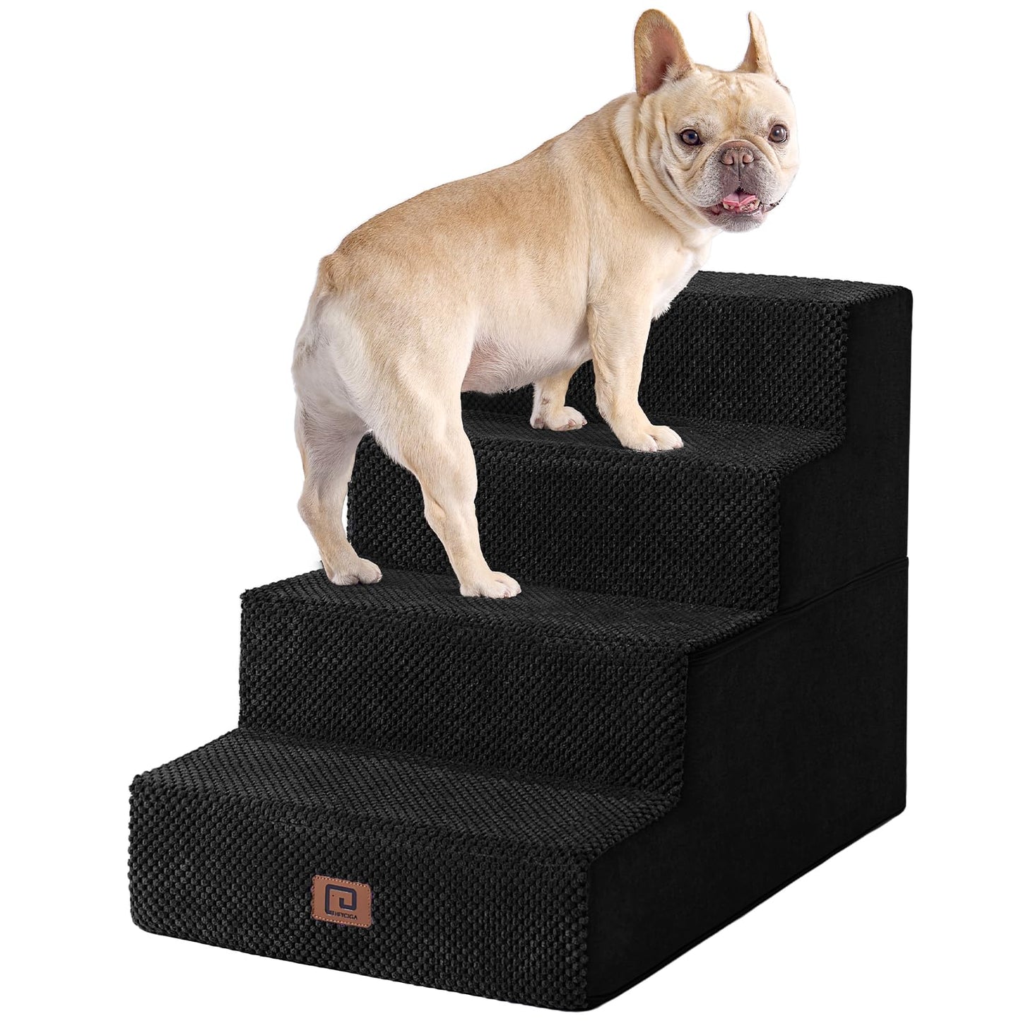 EHEYCIGA Dog Stairs for Bed 18”H, 4-Step Dog Steps for High Bed, Pet Steps for Small Dogs and Cats, Non-Slip Balanced Pet Ramp Indoor, Grey