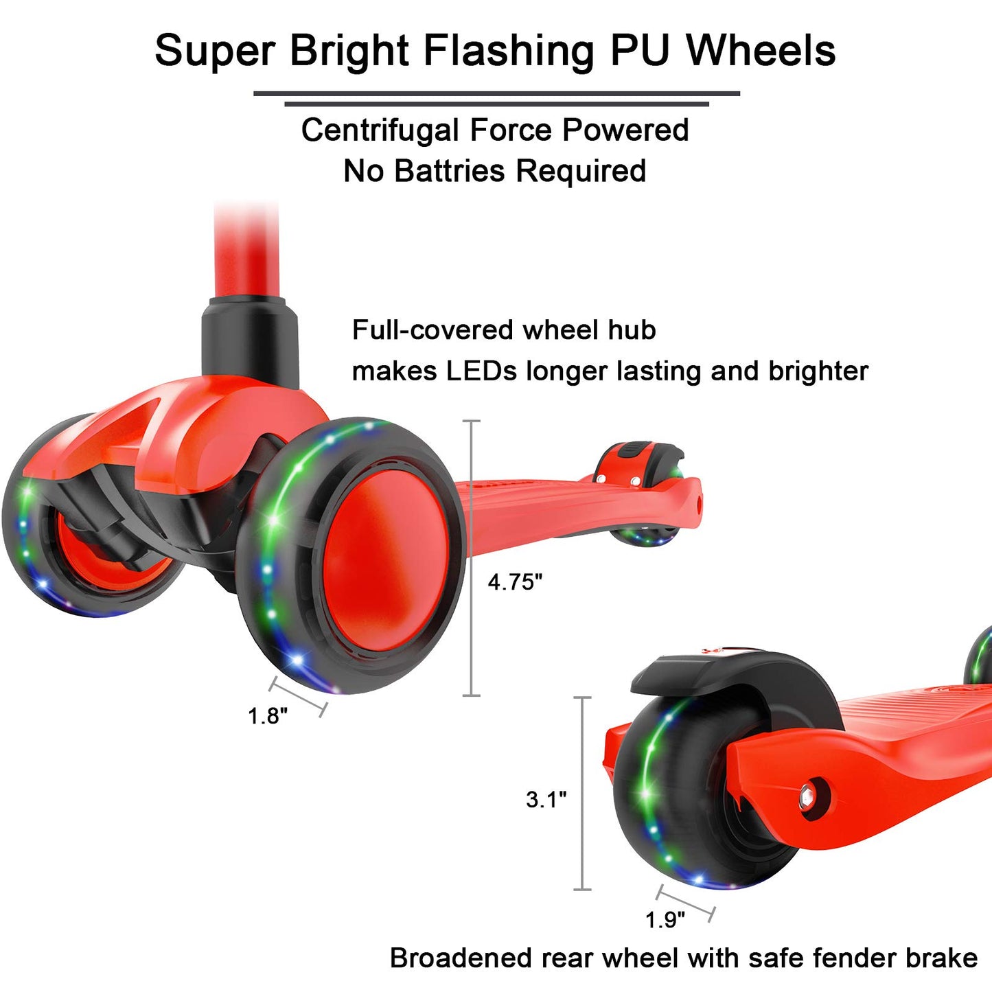 Allek Kick Scooter B03 for Kids (3-12 Years) — Style, Fun, and Safety on 3 Wheels with LED Lights, Adjustable Handlebar, and Reinforced Deck (Black)