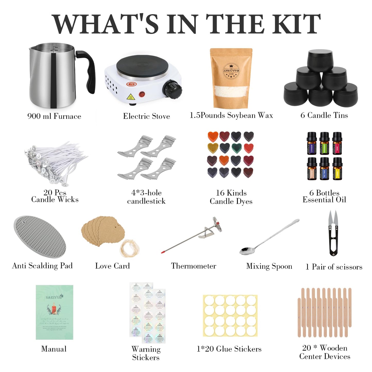 SAEUYVB Candle Making Kit for Adults - Full Set Candle Making Supplies - Soy Candle Kit - DIY Starter Scented Soy Candle Making Kit - Perfect Decoration for Family Life