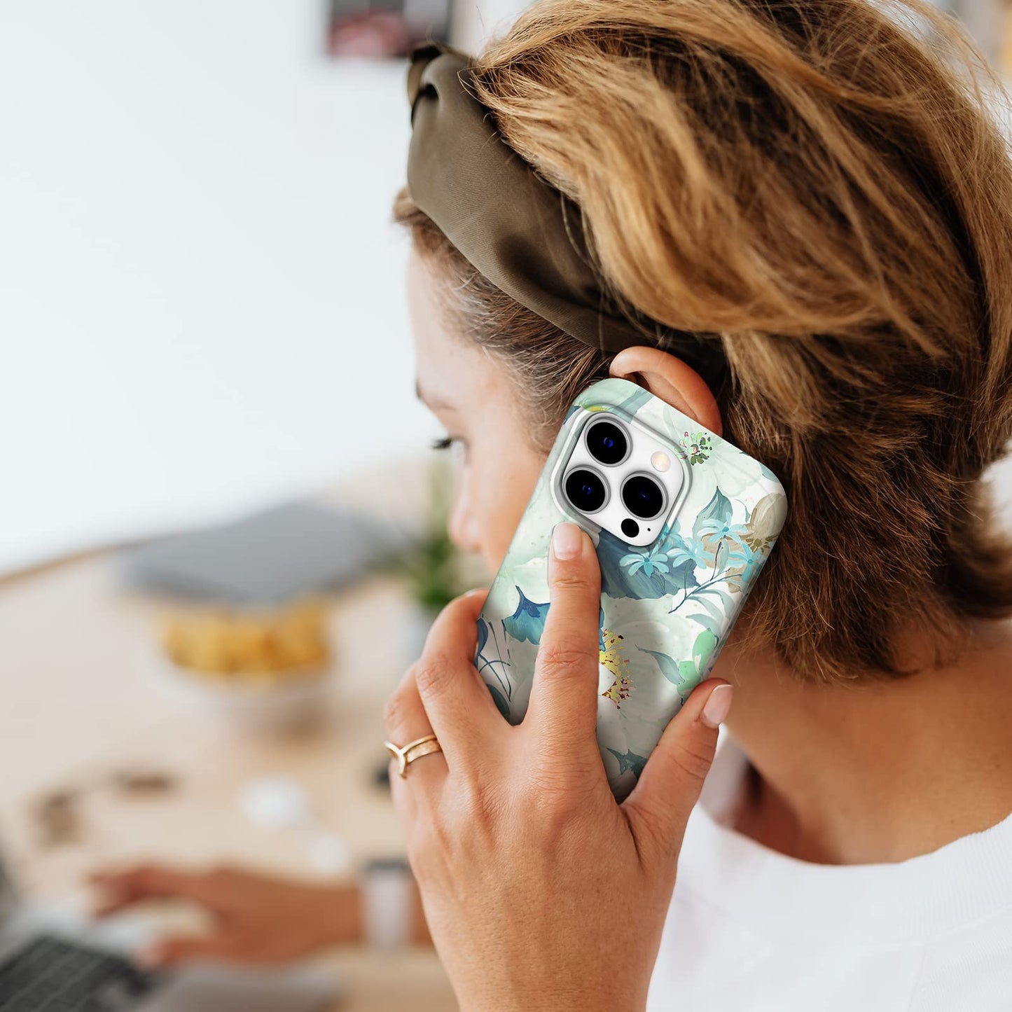 Bio Case for iPhone 14 Pro Case Floral,Made from Plants,100% Biodegradable Cover with Flower Garden Full Body Patterns, Eco-Friendly and Compostable,6.1 Inch,2022 (Pattern-Green Flower)