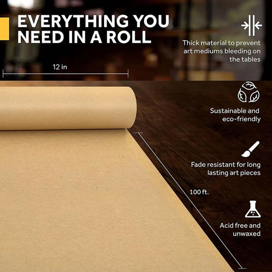 Brown Kraft Paper Roll 12″×100 ft | Eco-Friendly Paper for Wrapping, Craft & Sustainable Packaging
