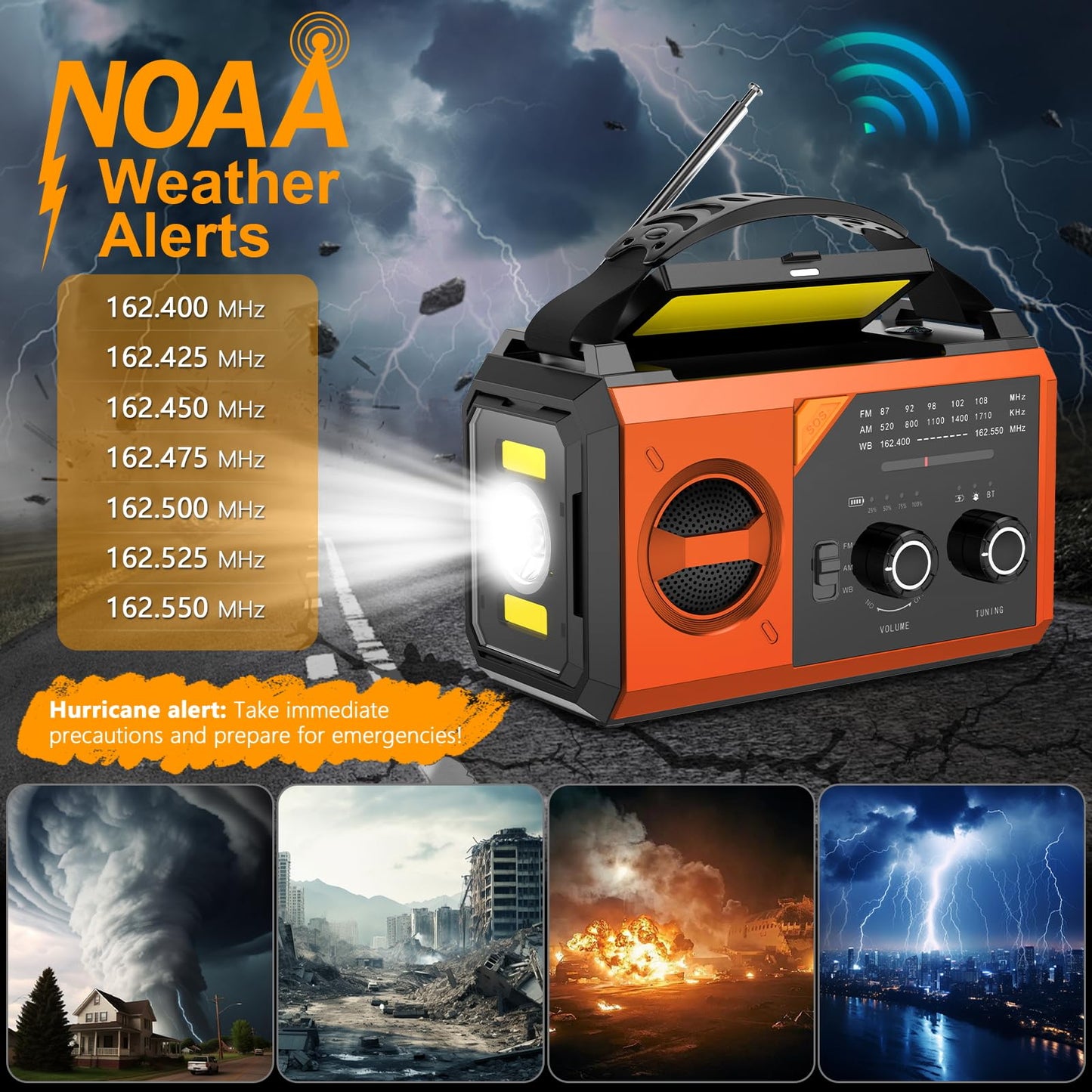 20000mAh Hand Crank Emergency Radio,AM/FM NOAA Weather Radio with 74000mWh Power Bank Cell Phone Charger,Solar Radio with LED Flashlight,USB Charged,Compass,SOS Alarm Camping & Survival(Grass Green)