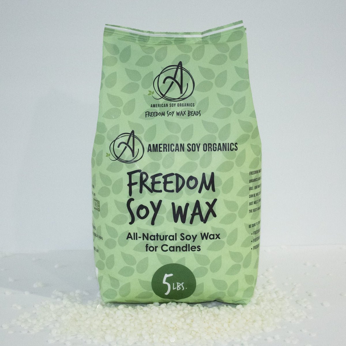 American Soy Organics Freedom Soy Wax Beads for Candle Making - Natural Candle Making Supplies - Paraffin-Free, Beeswax-Free Candle Wax for Container Candles, Tealights and Wax Melts, 10 lbs