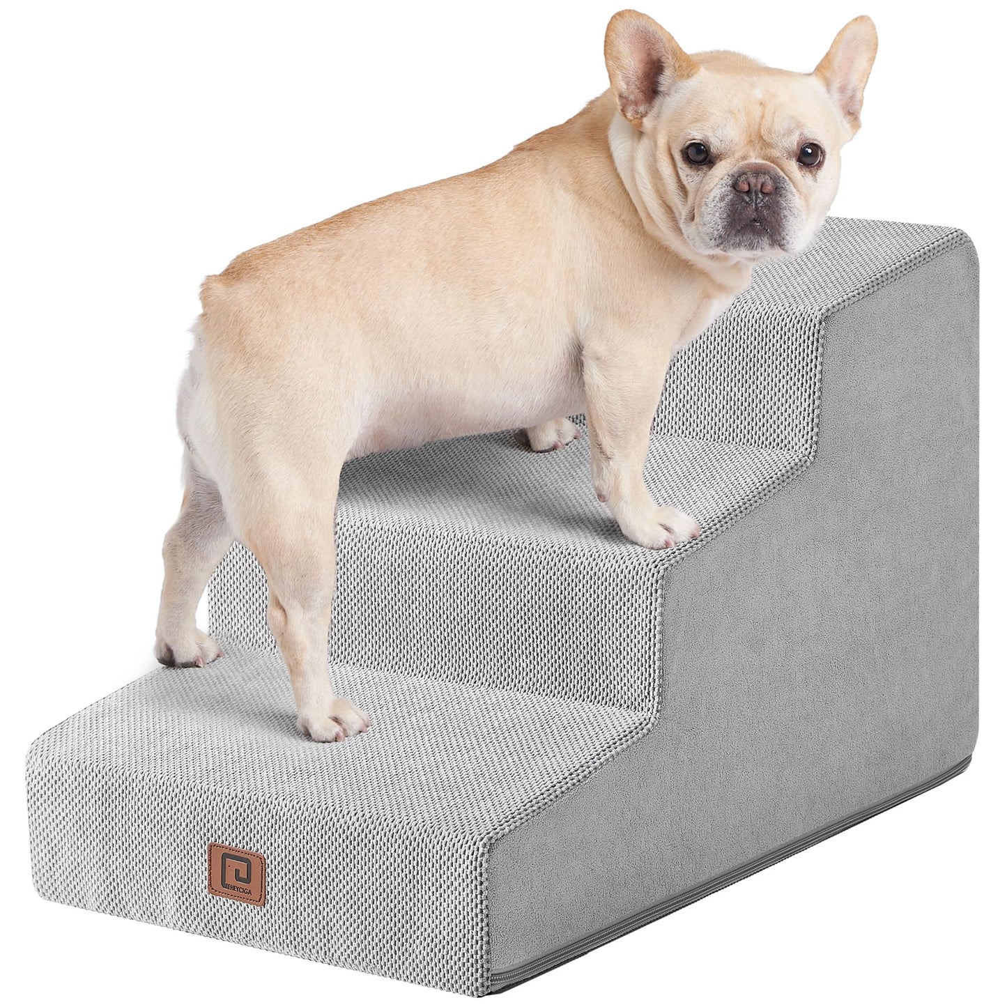 EHEYCIGA Dog Stairs for Bed 18”H, 4-Step Dog Steps for High Bed, Pet Steps for Small Dogs and Cats, Non-Slip Balanced Pet Ramp Indoor, Grey