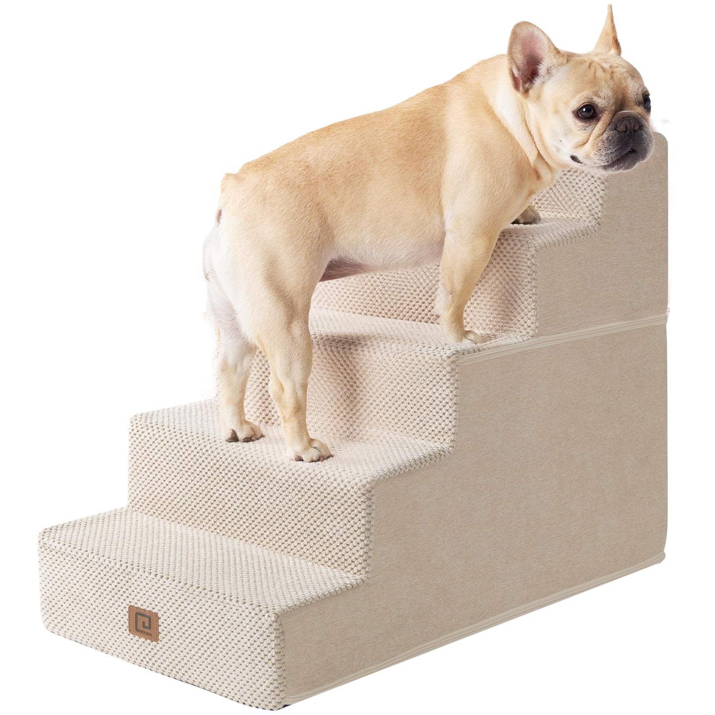 EHEYCIGA Dog Stairs for Bed 18”H, 4-Step Dog Steps for High Bed, Pet Steps for Small Dogs and Cats, Non-Slip Balanced Pet Ramp Indoor, Grey