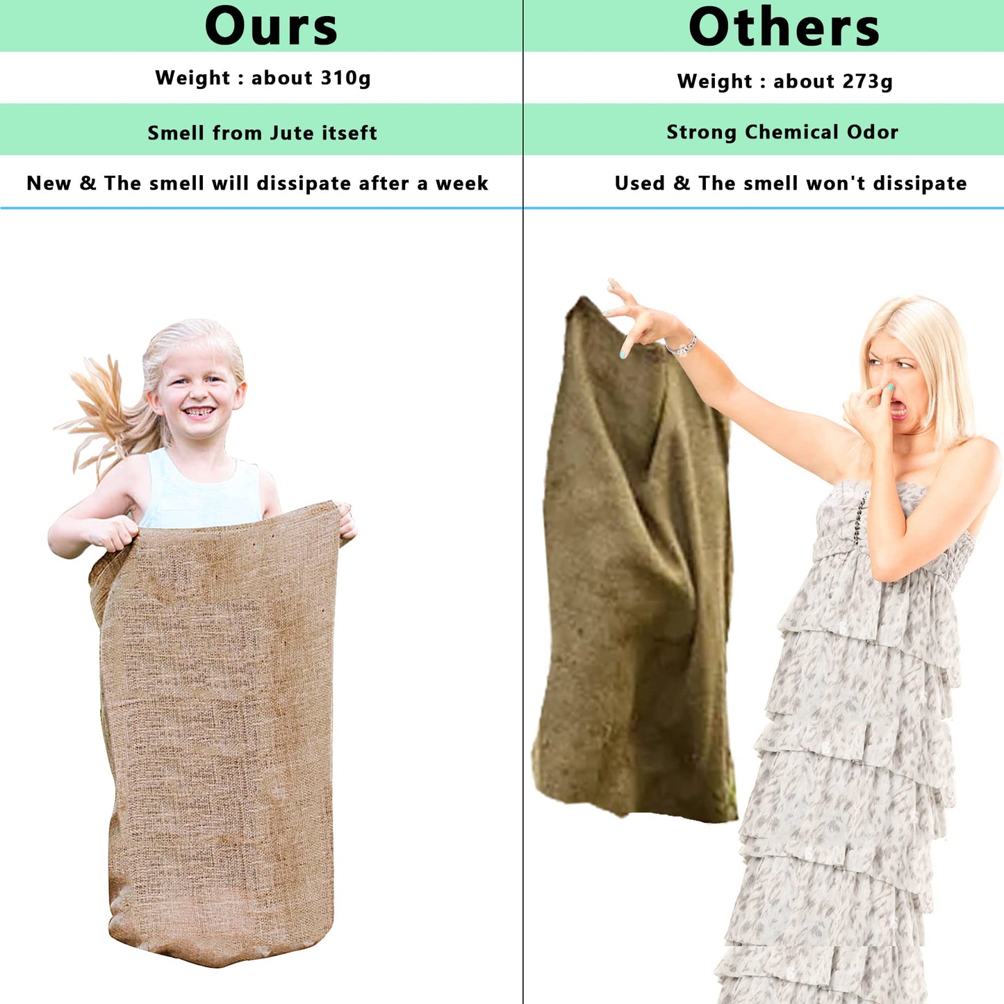 8 Pack Burlap Potato Sack Race Bags, 24"x40" Outdoor Lawn Games for Kids & Adults, Outside yard games for Birthday Party, Field Day Family Reunion, Carnival, Easter, Halloween, 4th of July